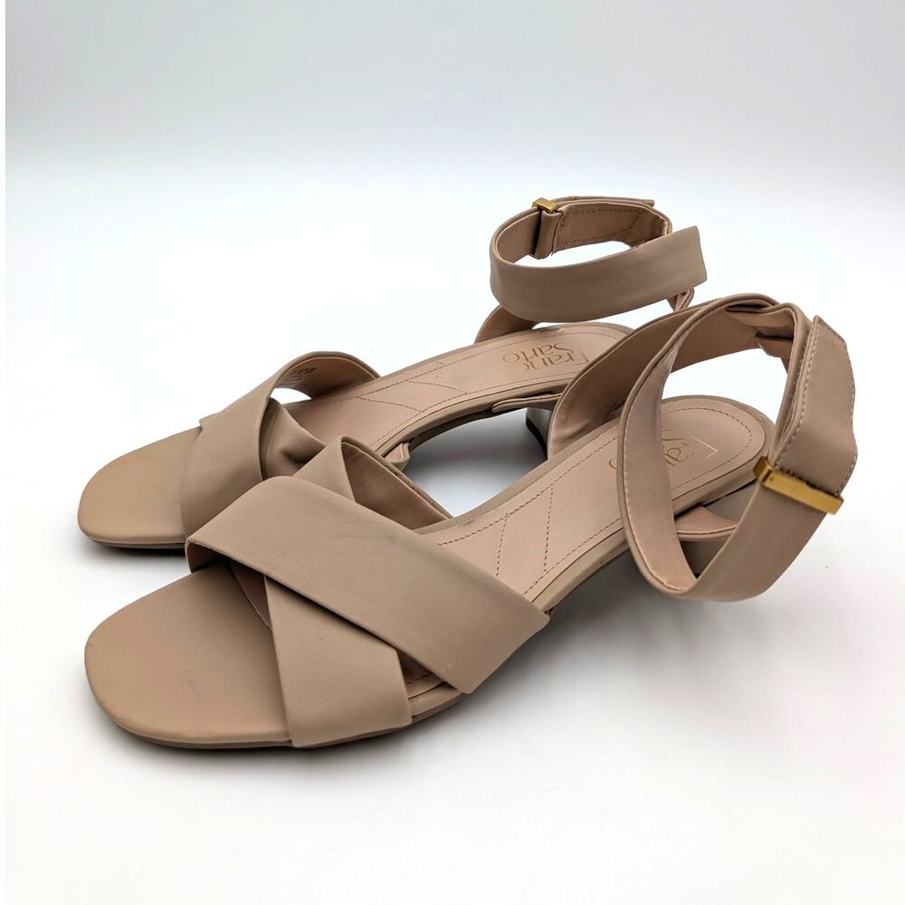 Franco Sarto Noel Open Toe Block Heel Strappy Sandals Womens Tan Size US7M EU37